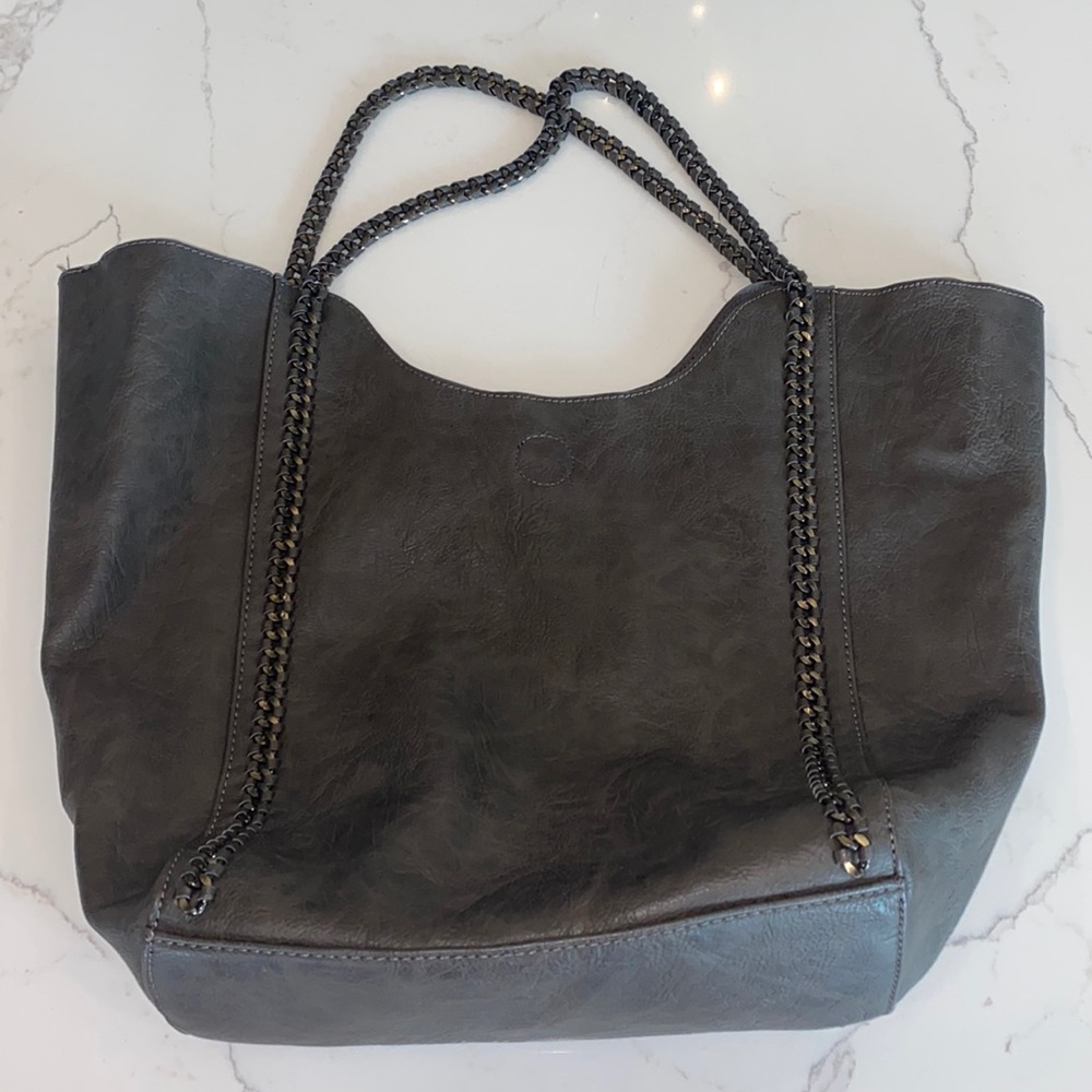 Altar’d State Grey Large Faux Leather Tote